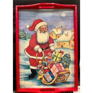 Santa Claus Colorful Wooden Serving Tray